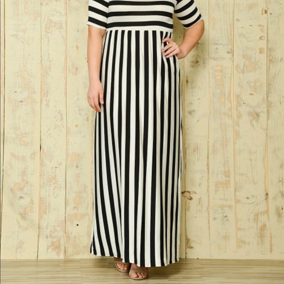 🖤🆕Berkley Black/White Plus Striped MaxiDress NWT - Picture 3 of 8